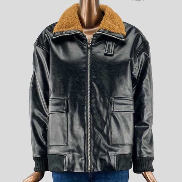 maje leather bomber jacket